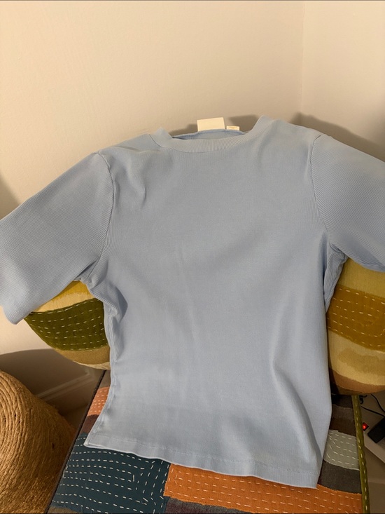 Anthropologie Tops - Anthropologie Pale Blue Ribbed Short Sleeve Tee
